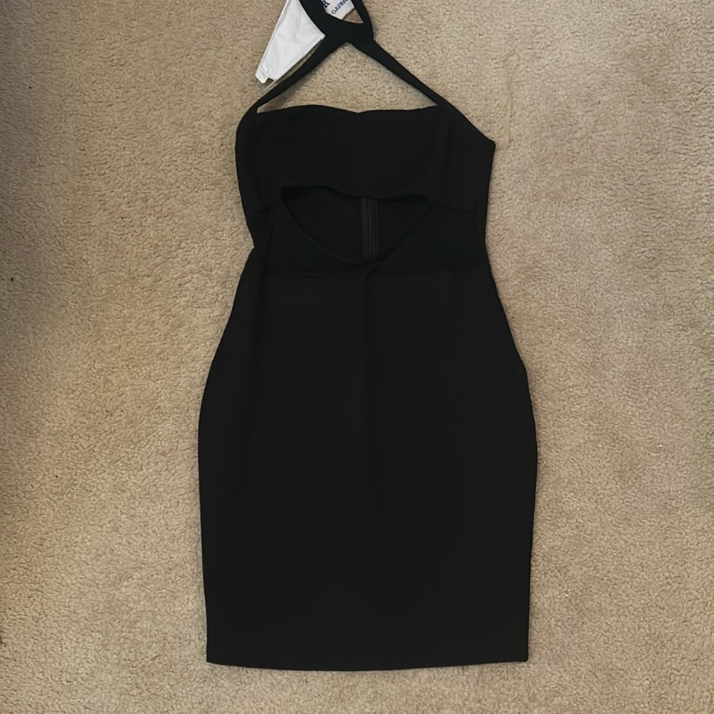 Halter dress with mesh section